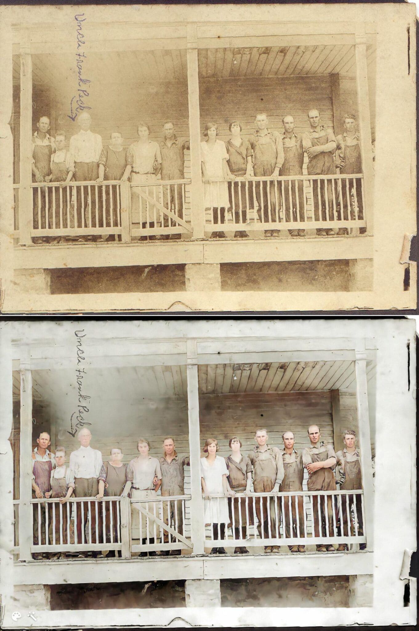 top and bottom comparison of colorized photos