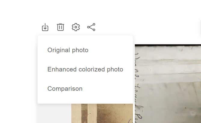 Download photo options dropdown