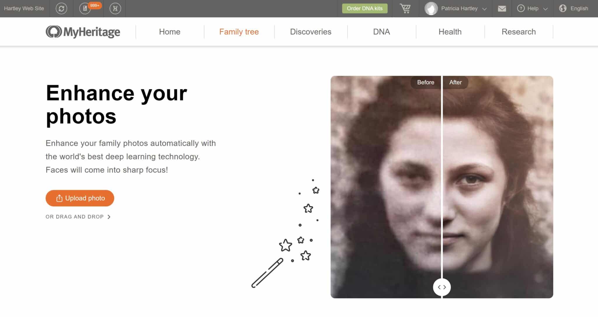 MyHeritage Enhance Your Photos Intro Page