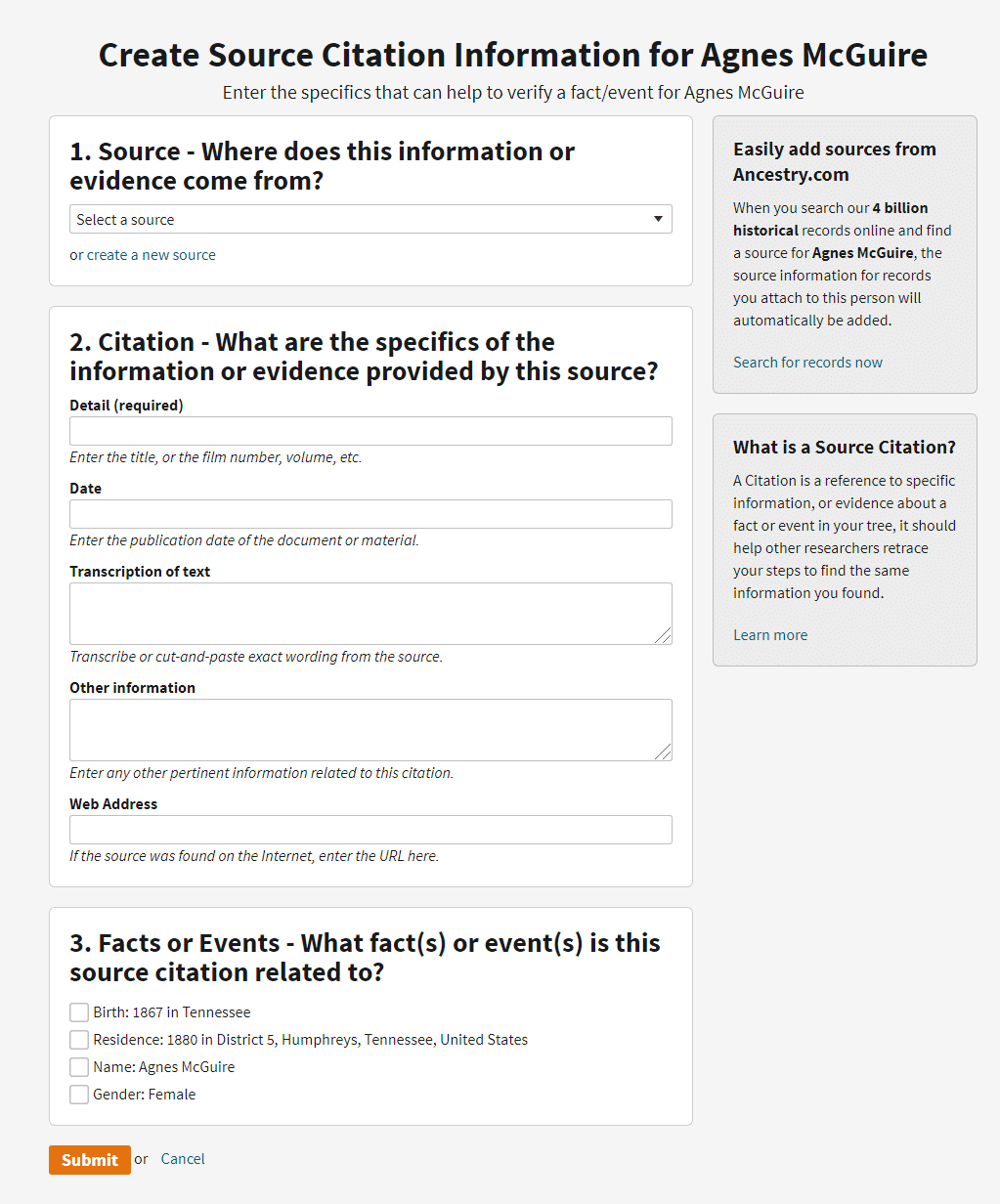 Citing Sources on Ancestry