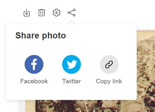 Photo sharing options