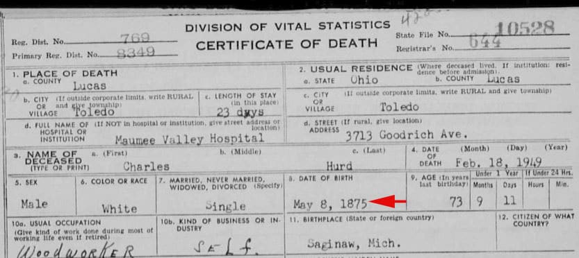 Reexamine genealogy documents, death certificate